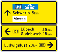 StVO, Verkehrszeichen Nr. 434: Tabellenwegweiser